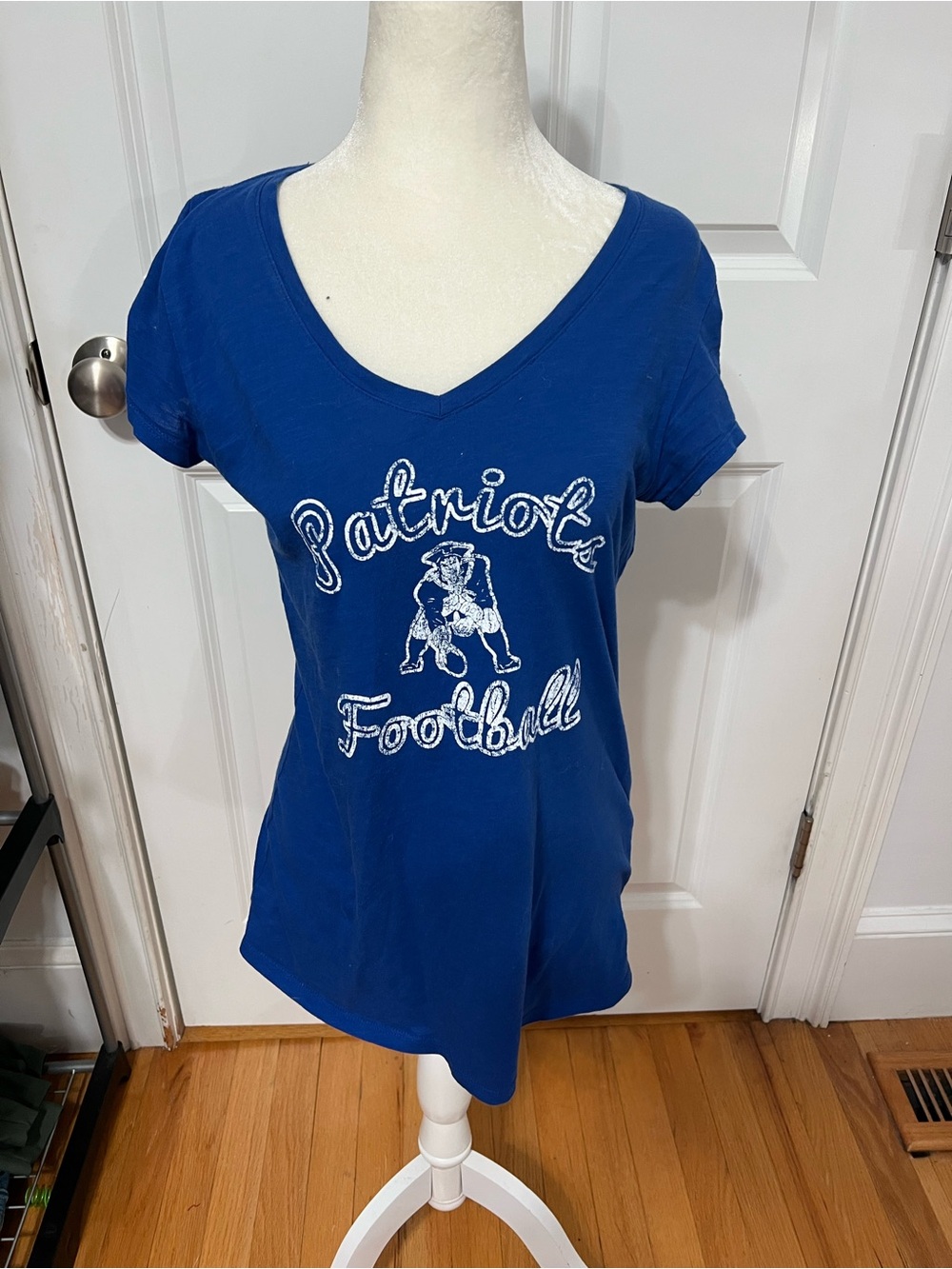 NFL Royal Blue Patriots Football V-Neck Tee